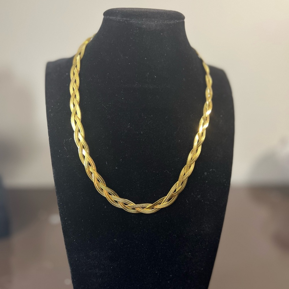 Elegant stainless steel Gold plated 18” Braided women’s  Necklace
